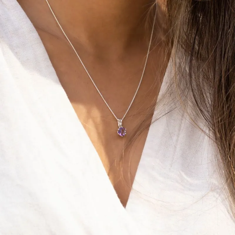 14K Gold Plated Amethyst Pendant - Women'S Necklace