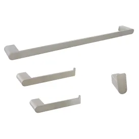 4 Piece NOVA Bathroom Accessory in BRUSHED NICKEL (23" Towel Bar, Tower Ring, Toilet paper holder, Robe Hook)