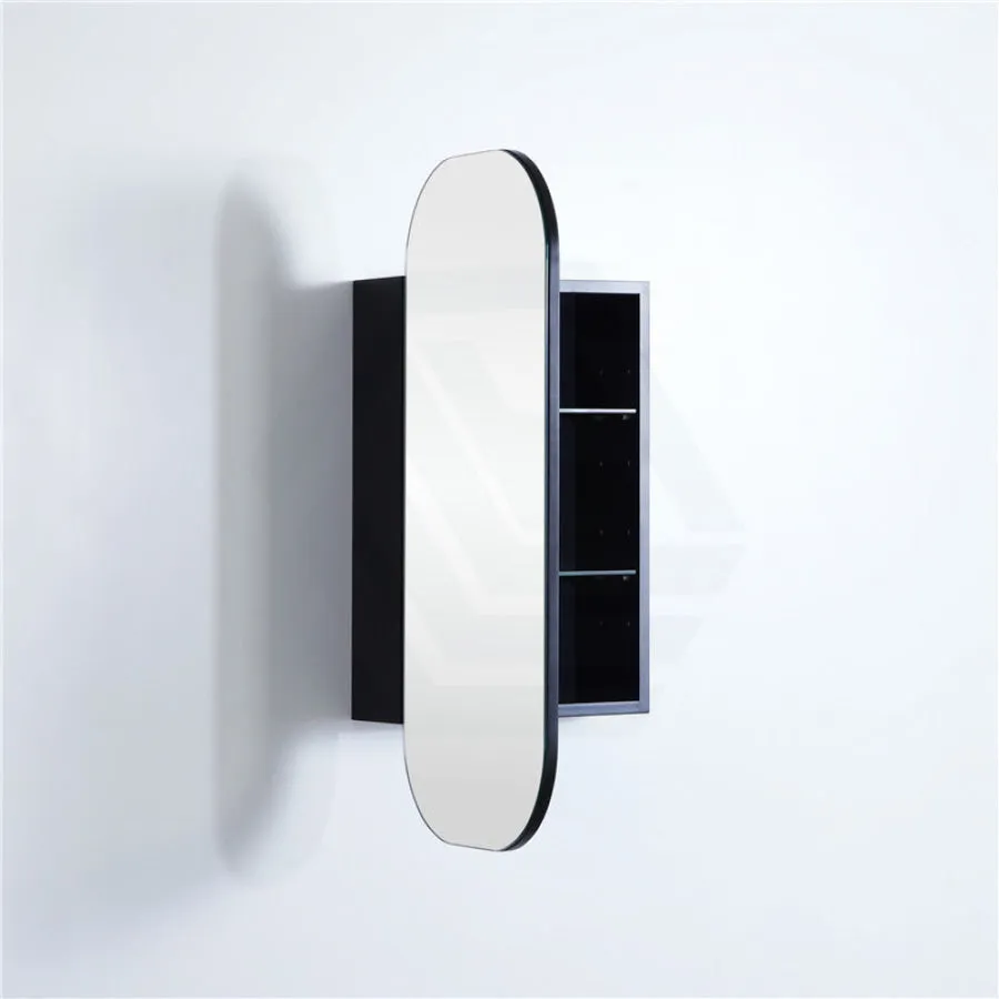 400mm / 600mm Matt Black PVC Shaving Cabinet Pencil Mirror Wall Hung for Bathroom