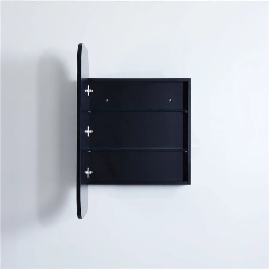 400mm / 600mm Matt Black PVC Shaving Cabinet Pencil Mirror Wall Hung for Bathroom
