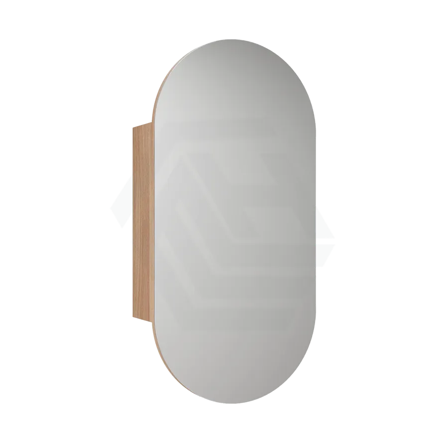 450x900mm Beau Monde Wall Hung Oval Pill-Shaped Shaving Mirror Cabinet Mia Finish for Bathroom