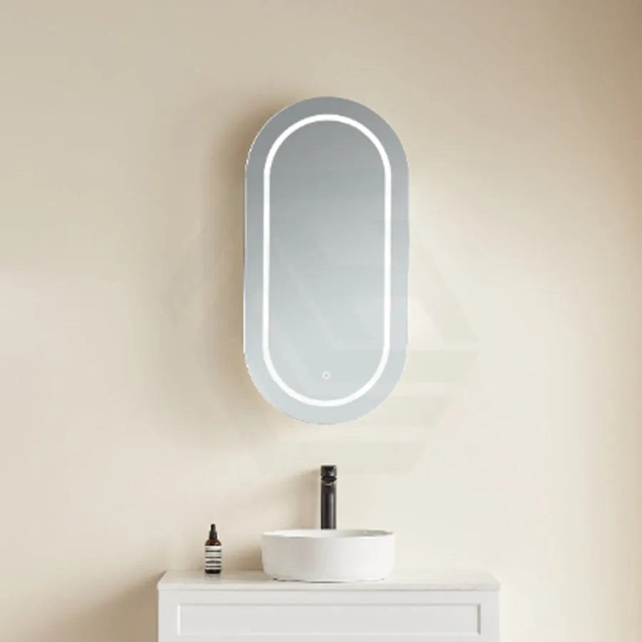 450x900x150mm Ceto Olivia Matt White Oval LED Shaving Cabinet Frontlit