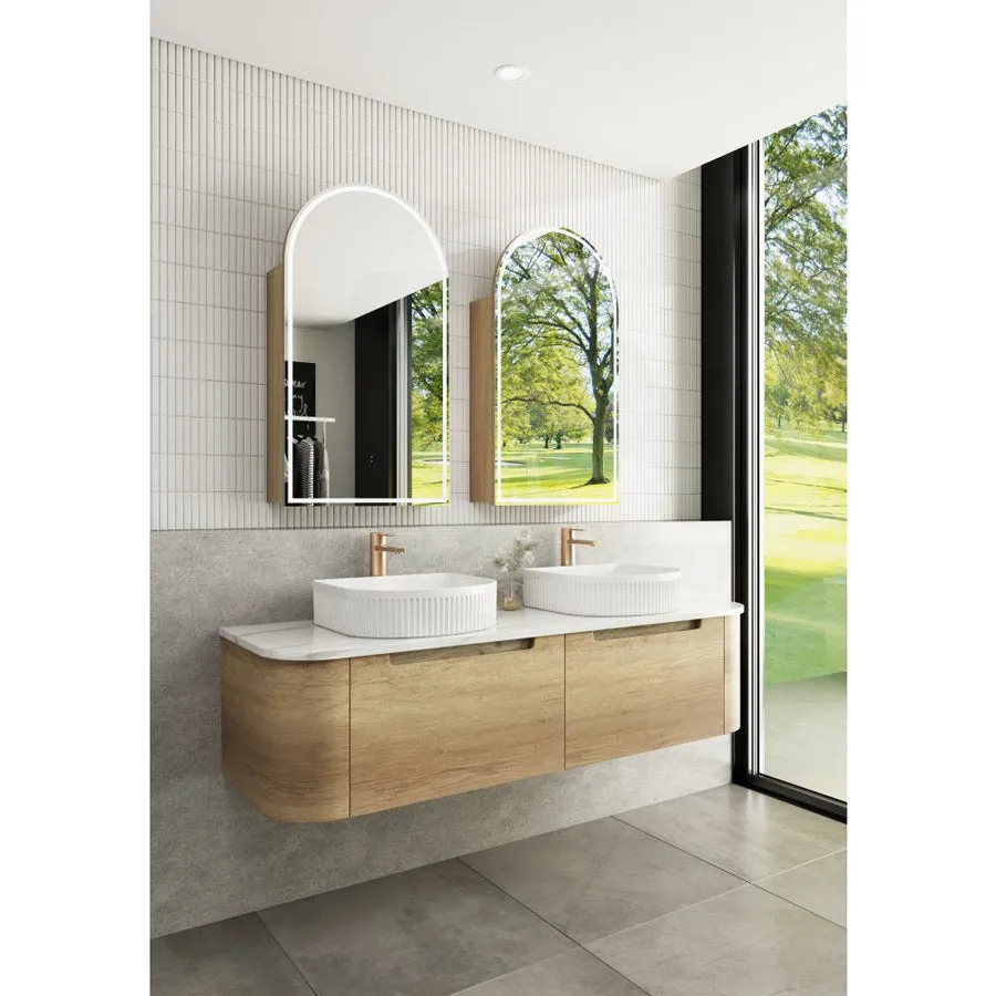 500x900mm Canterbury LED Mirror Arch Shaving Cabinet Carita Finish Frameless Touchless Sensor Frontlit