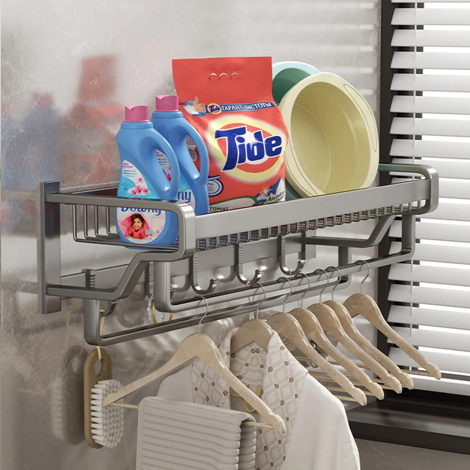 Bathroom Towel Holder Towel Rack Grey Folding Holder With Hook