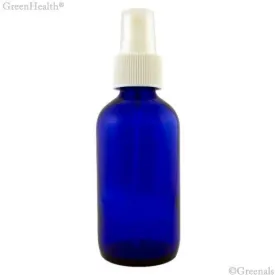 Boston Round Blue Glass Cobalt Bottle with White Sprayer, 4 oz (1 Unit)