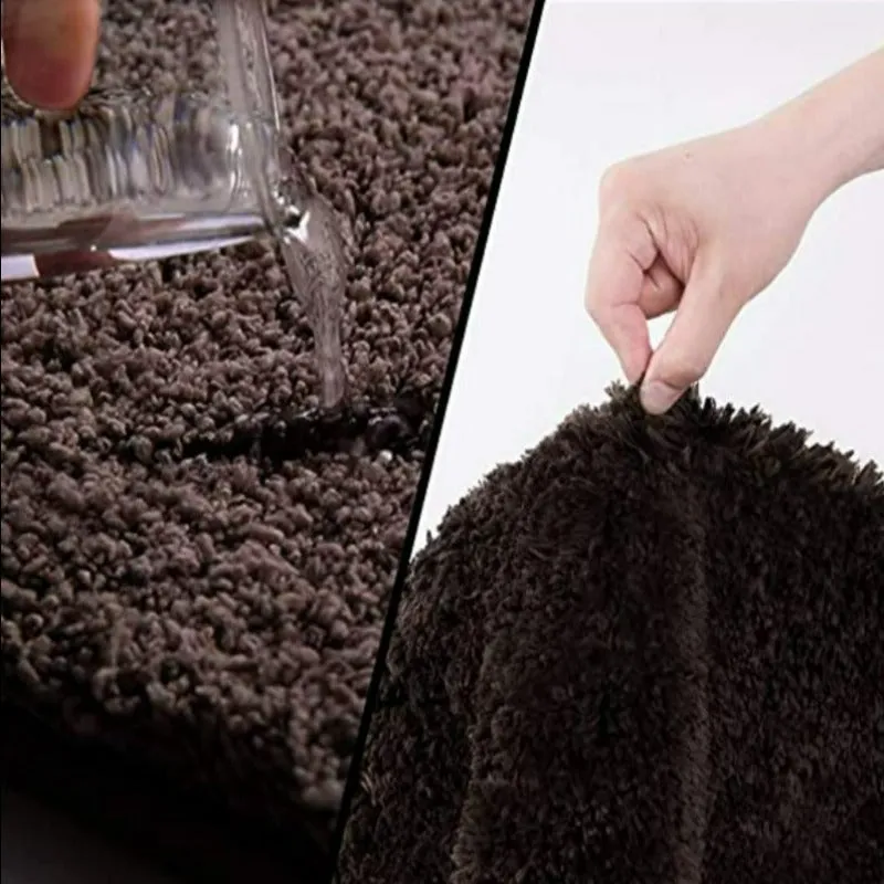 Brown Bathroom Rug Non Slip Bath Mat - Water Absorbent Soft Microfiber Shaggy Bathroom Mat Machine Washable Bath Rug for Bathroom Thick Plush Rugs for Shower