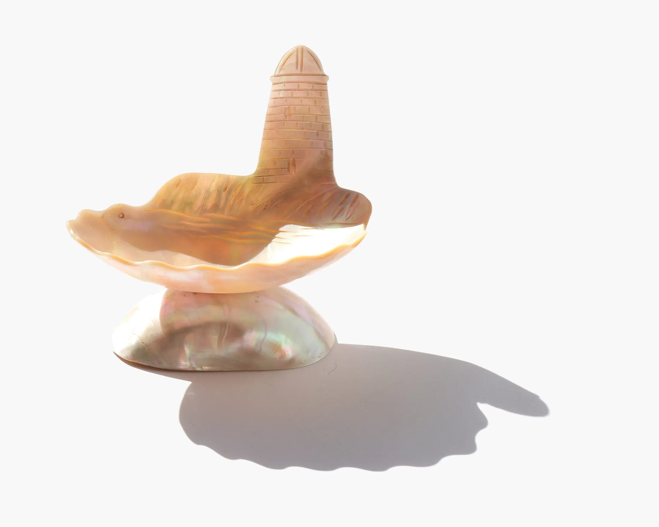 Carved Mother of Pearl Lighthouse Vanity Dish