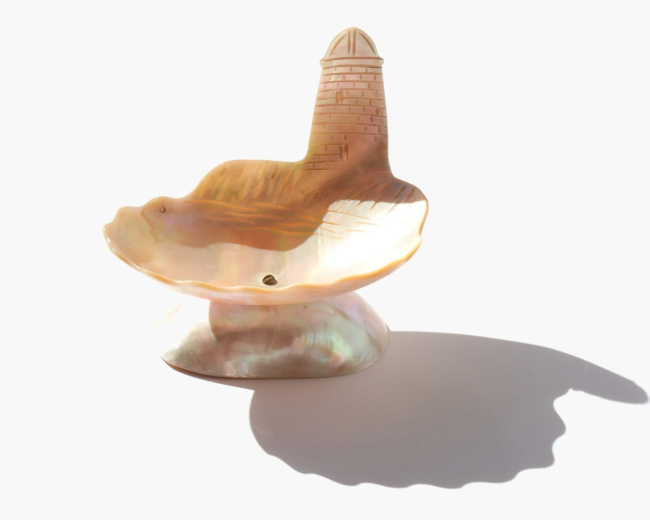 Carved Mother of Pearl Lighthouse Vanity Dish