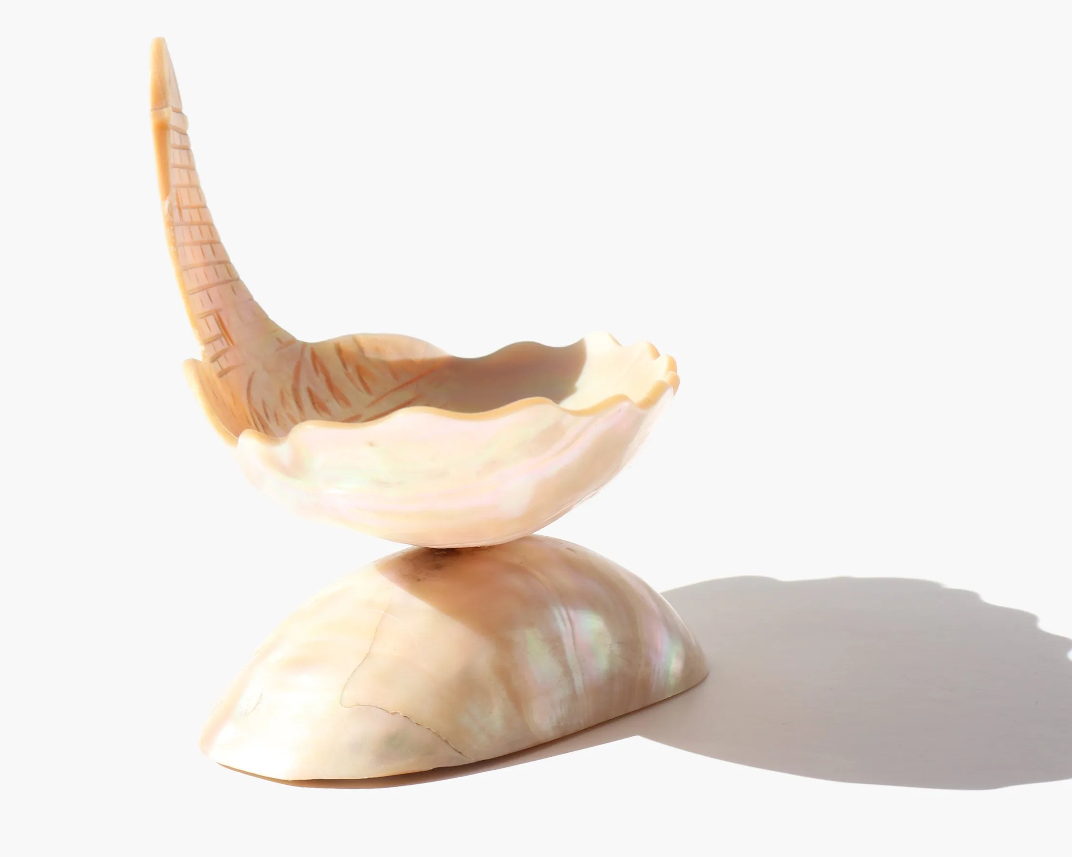 Carved Mother of Pearl Lighthouse Vanity Dish