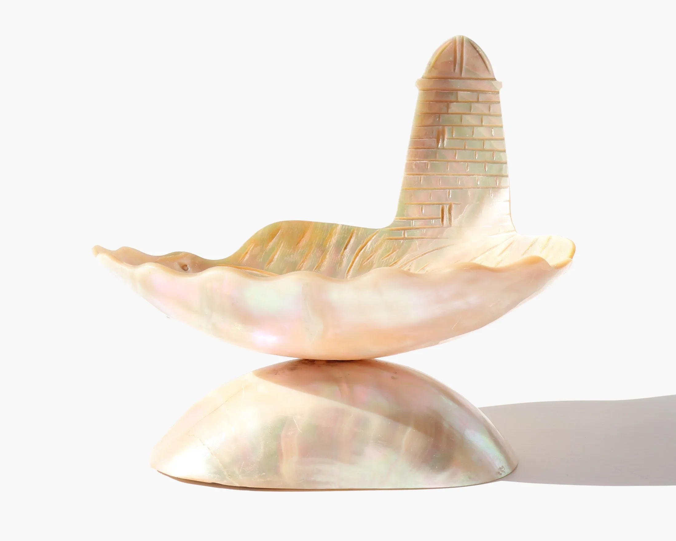 Carved Mother of Pearl Lighthouse Vanity Dish