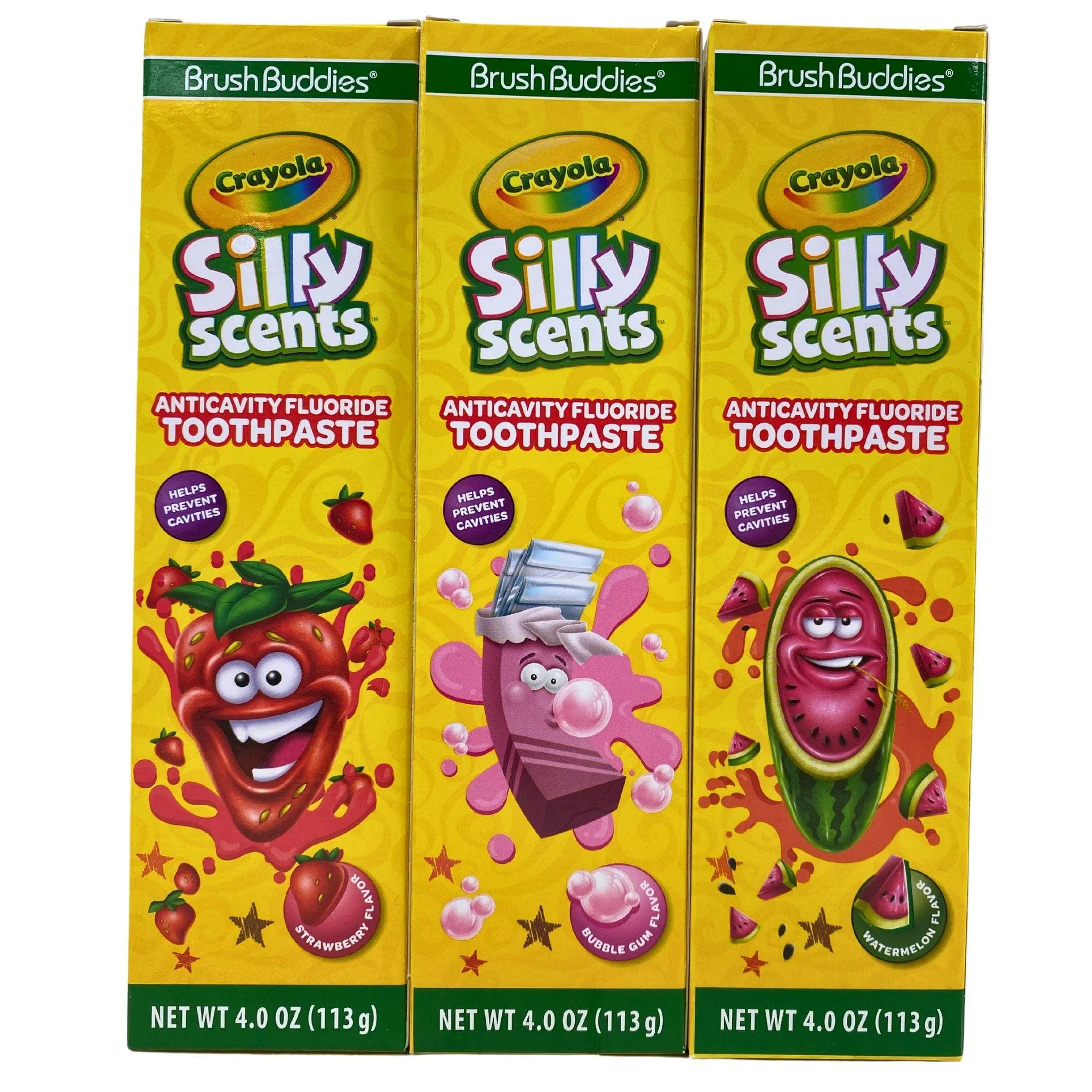 Crayola Silly Scents BrushBuddies Anticavity Fluoride Toothpaste 4.0OZ (48 Pcs Lot)