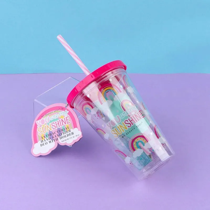 Double Layer ACRYLIC Cup With Hand Sanitizer - Sunshine