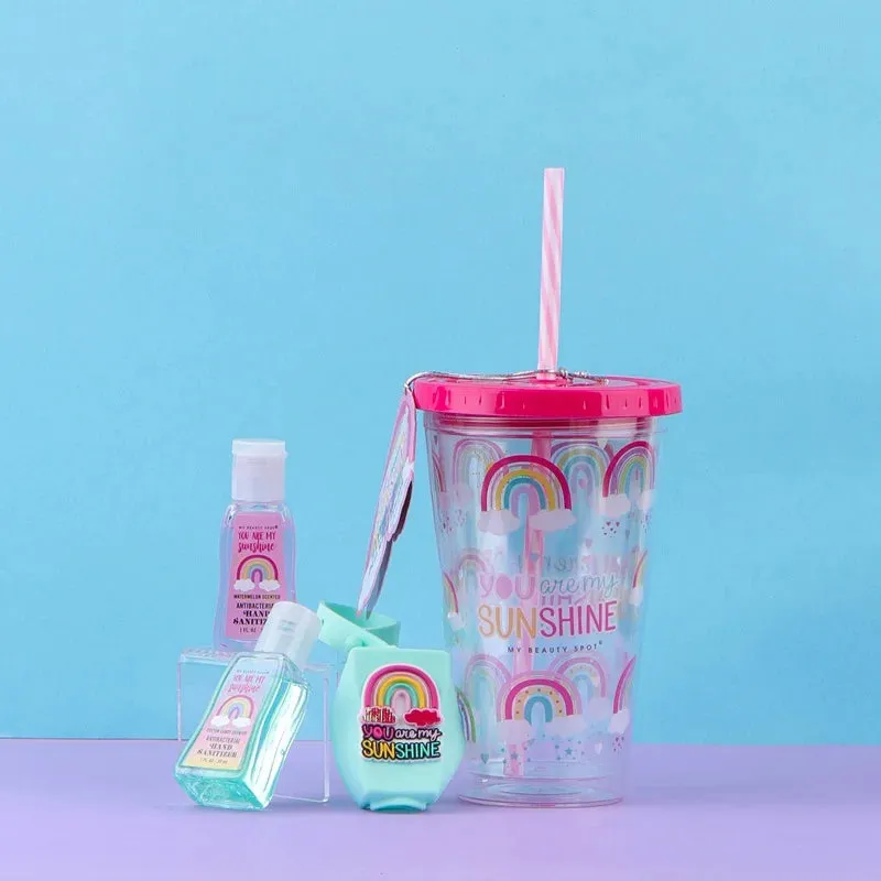 Double Layer ACRYLIC Cup With Hand Sanitizer - Sunshine