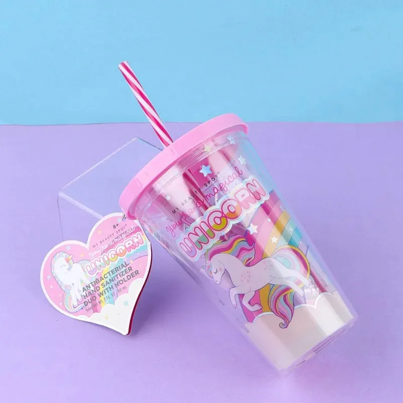 Double Layer ACRYLIC Cup With Hand Sanitizer - Unicorn