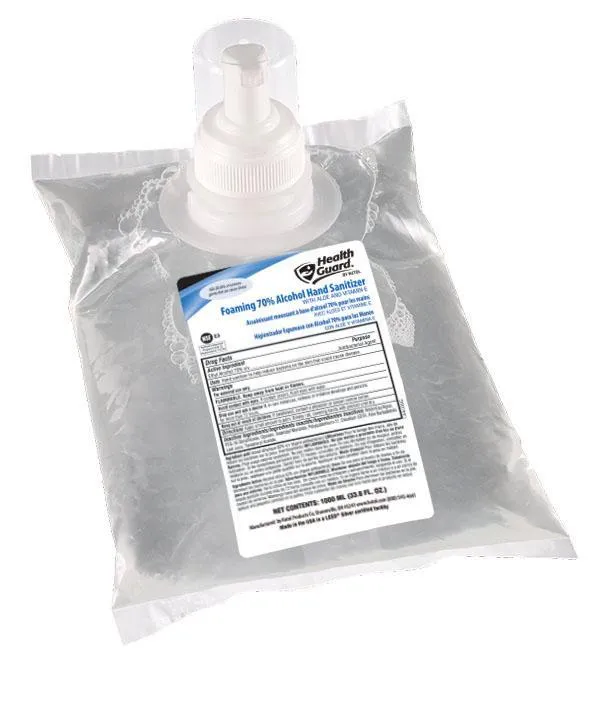 Foaming Foaming 70% Alcohol Hand Sanitizer, 1000 mL Refill, Health Guard 71041, Pack of 6