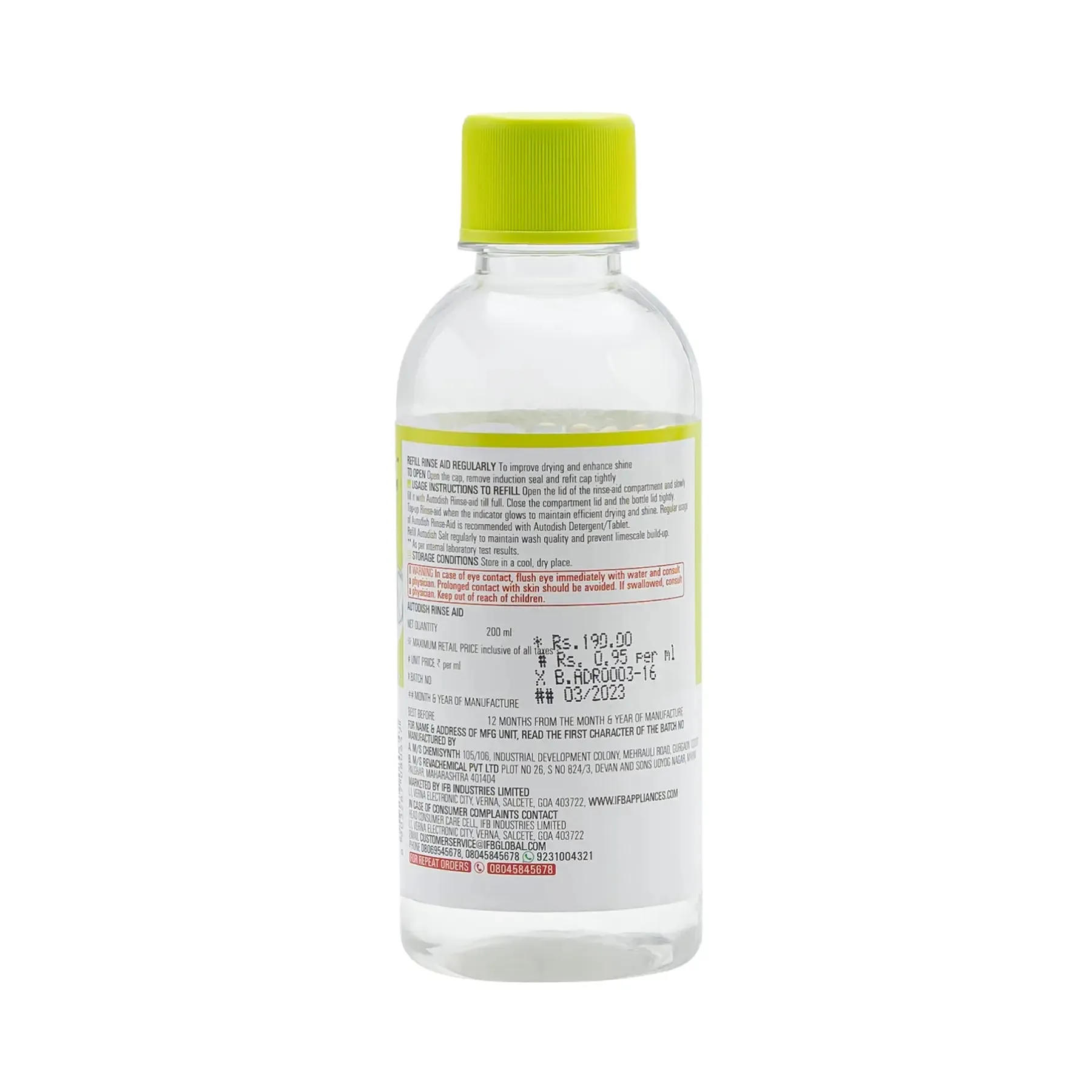 IFB Autodish Rinse Aid Dish Care Rinse Aid - 200 ml For Dishwashers