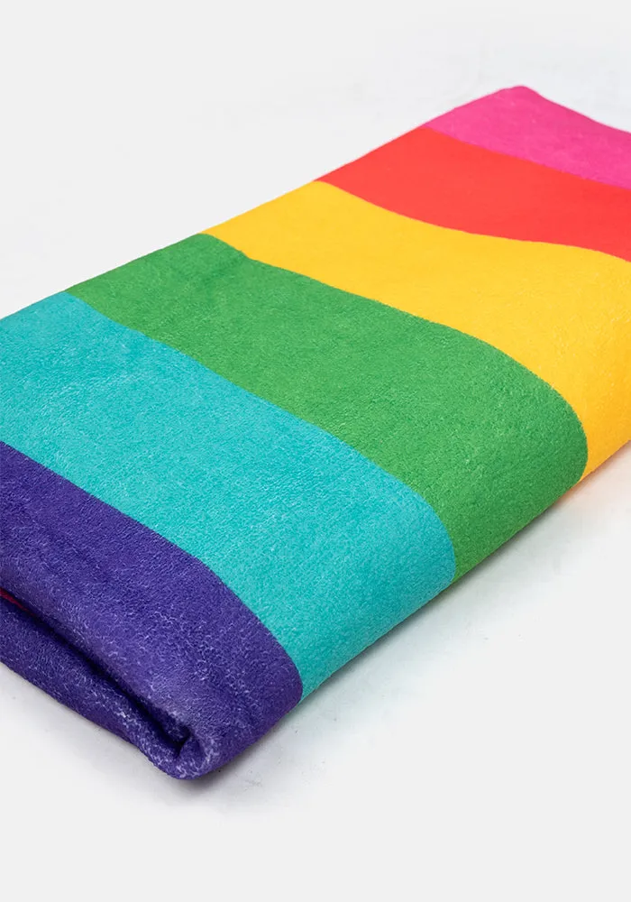 Large Rainbow Stripe Print Towel
