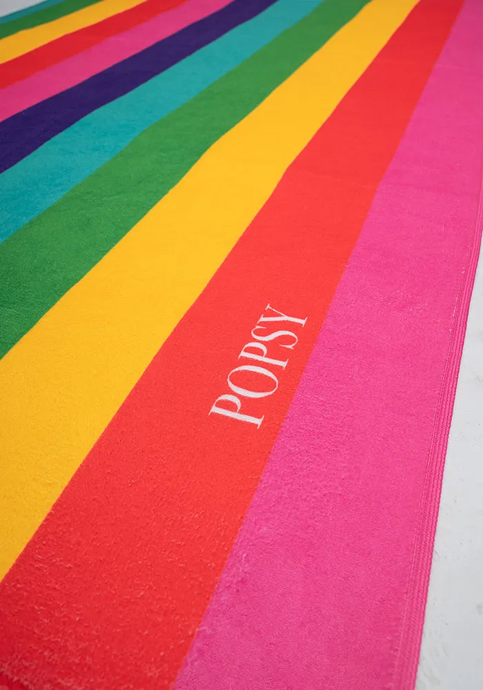 Large Rainbow Stripe Print Towel