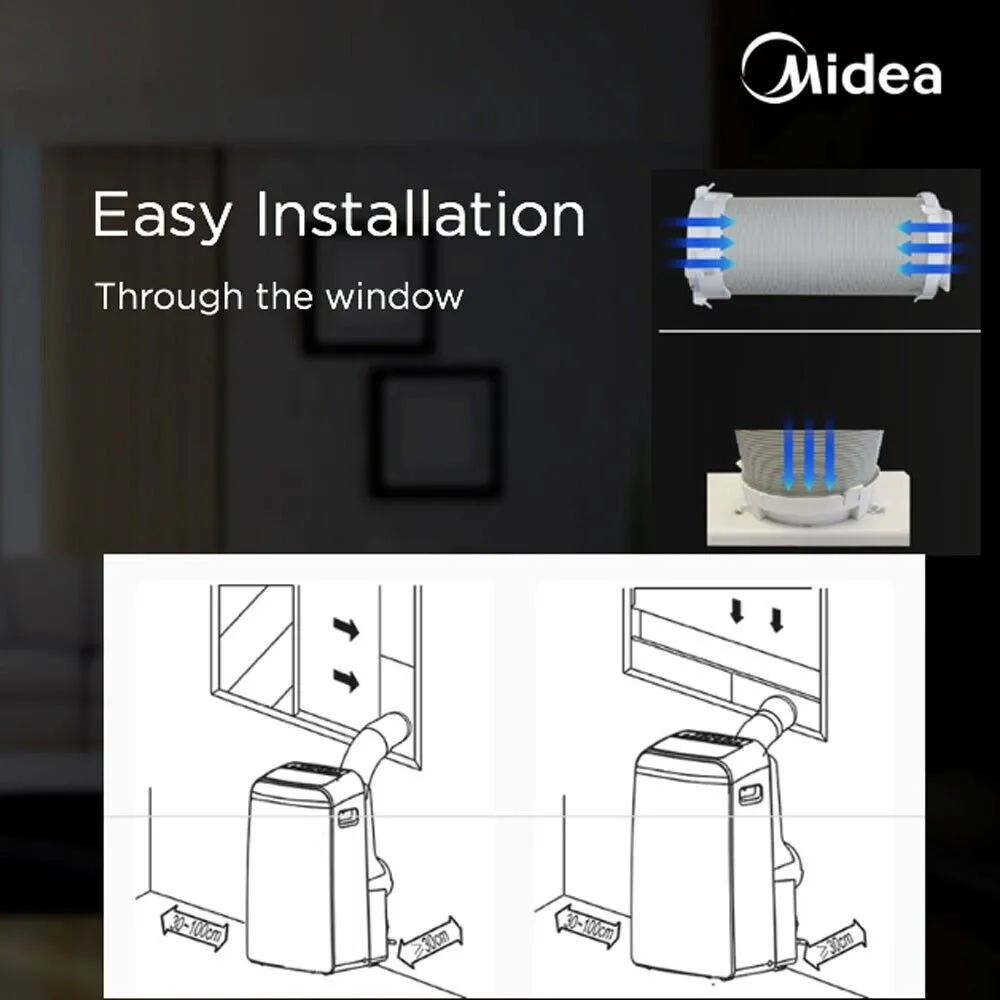 Midea 3.3 KW/4.0 kW Portable Air Conditioner Cooling  Heating/Cooling Remote Fan Cooler dehumidifying MPPD33H/MPPD40C (11418 BTU/13840 BTU)