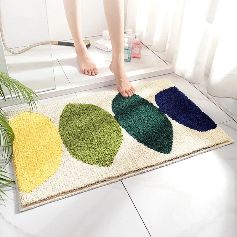 SINOTAO  -  Green Leaves Flocking Bath Mat Non-slip Absorbent Microfiber Bathroom Rug Home Entrance Door Mat Super Soft Bath Carpet Tapijt