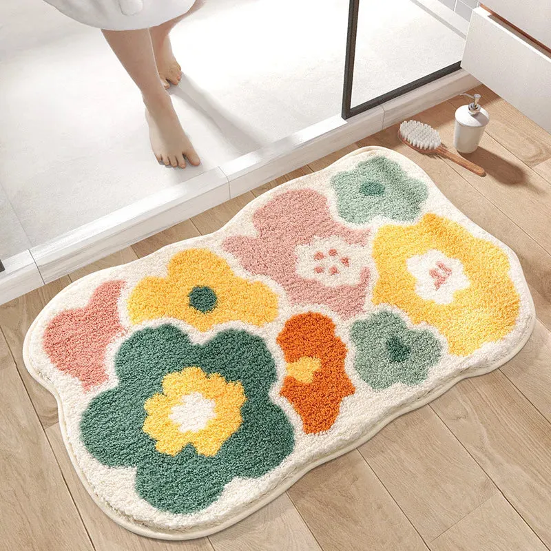 SINOTAO  -  Green Leaves Flocking Bath Mat Non-slip Absorbent Microfiber Bathroom Rug Home Entrance Door Mat Super Soft Bath Carpet Tapijt