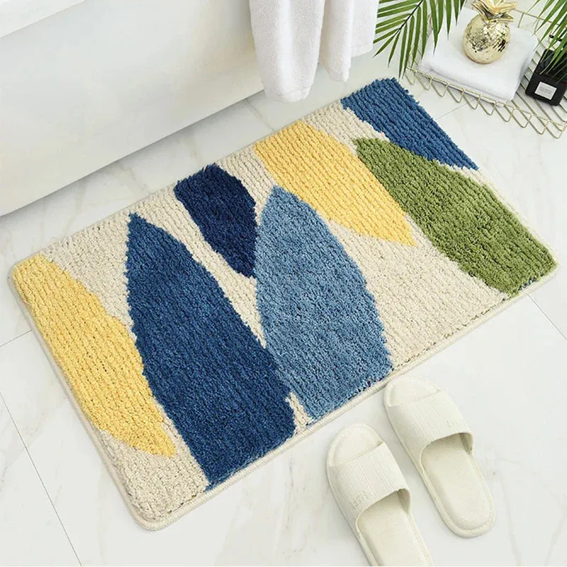 SINOTAO  -  Green Leaves Flocking Bath Mat Non-slip Absorbent Microfiber Bathroom Rug Home Entrance Door Mat Super Soft Bath Carpet Tapijt