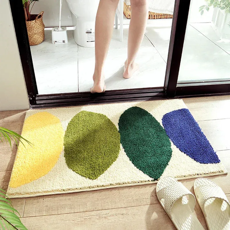 SINOTAO  -  Green Leaves Flocking Bath Mat Non-slip Absorbent Microfiber Bathroom Rug Home Entrance Door Mat Super Soft Bath Carpet Tapijt