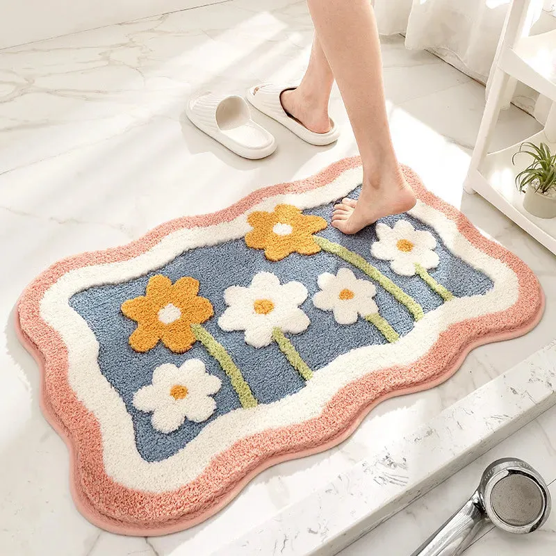 SINOTAO  -  Green Leaves Flocking Bath Mat Non-slip Absorbent Microfiber Bathroom Rug Home Entrance Door Mat Super Soft Bath Carpet Tapijt