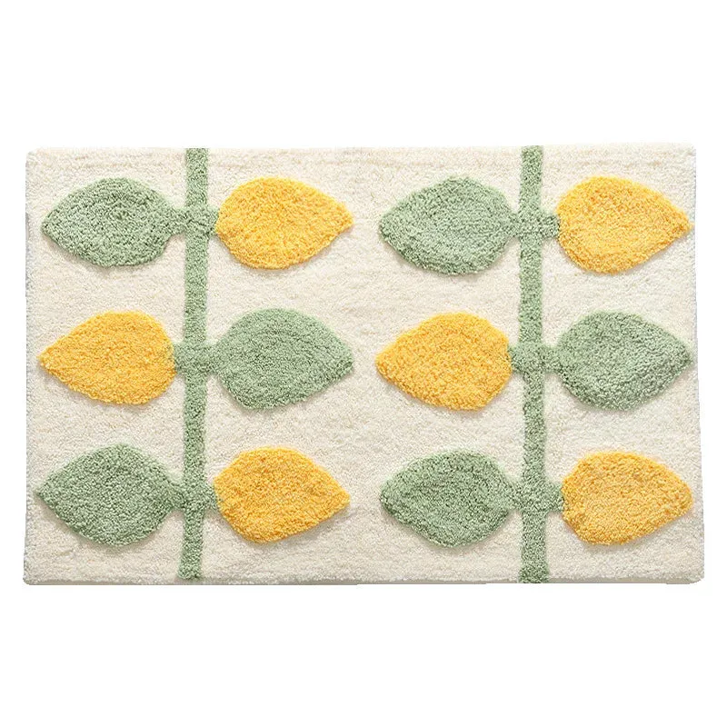 SINOTAO  -  Green Leaves Flocking Bath Mat Non-slip Absorbent Microfiber Bathroom Rug Home Entrance Door Mat Super Soft Bath Carpet Tapijt