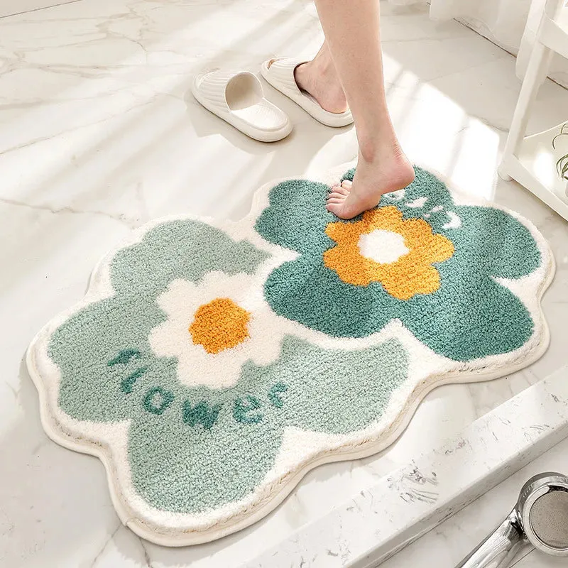 SINOTAO  -  Green Leaves Flocking Bath Mat Non-slip Absorbent Microfiber Bathroom Rug Home Entrance Door Mat Super Soft Bath Carpet Tapijt
