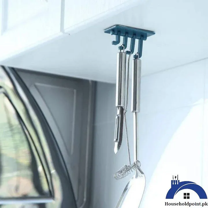 Stick On Folding 4 Hook Hanger (Pack Of 2)