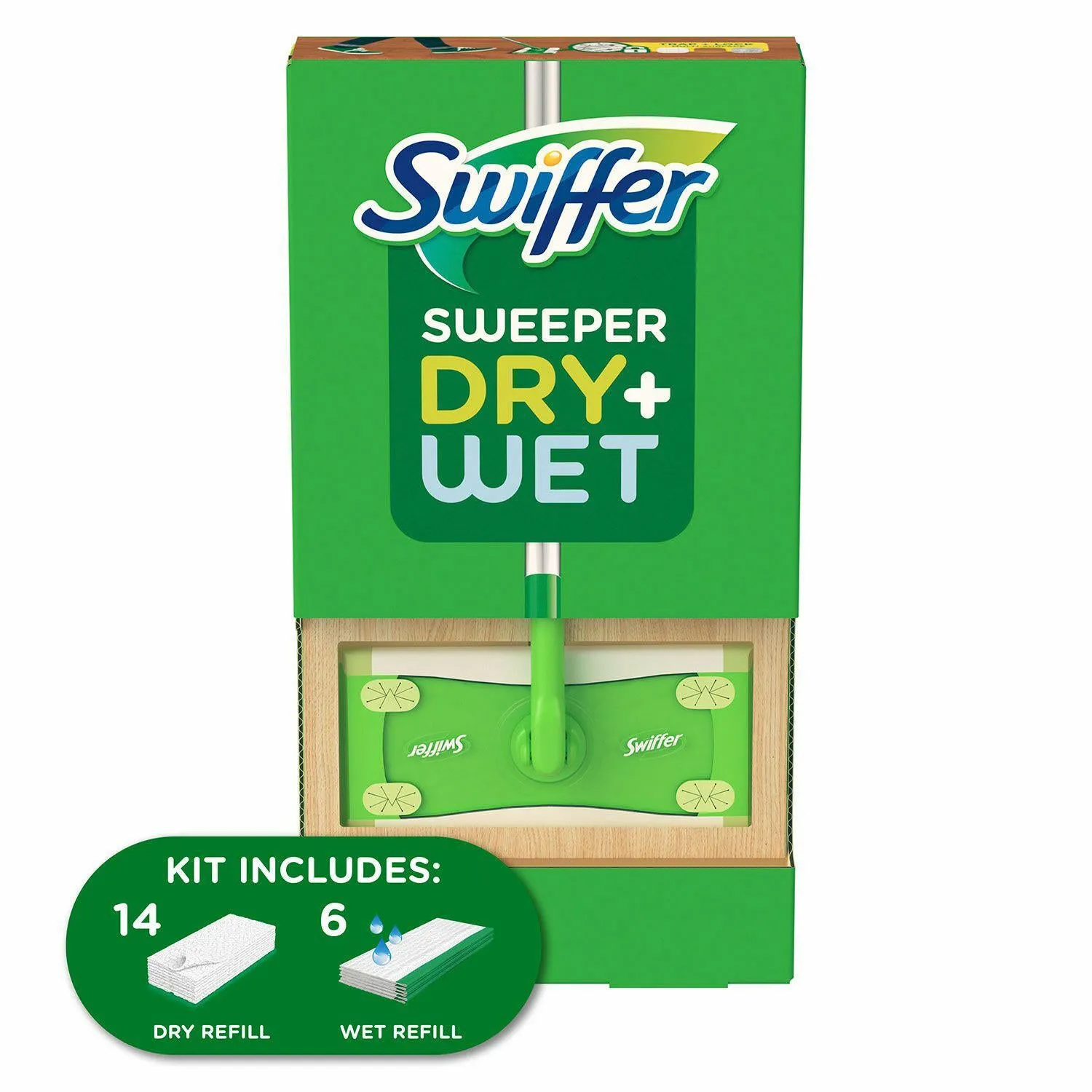 Swiffer Sweeper Dry and Wet Sweeping Kit- 1 sweeper/14 dry cloths/6 wet cloths -- Clearance