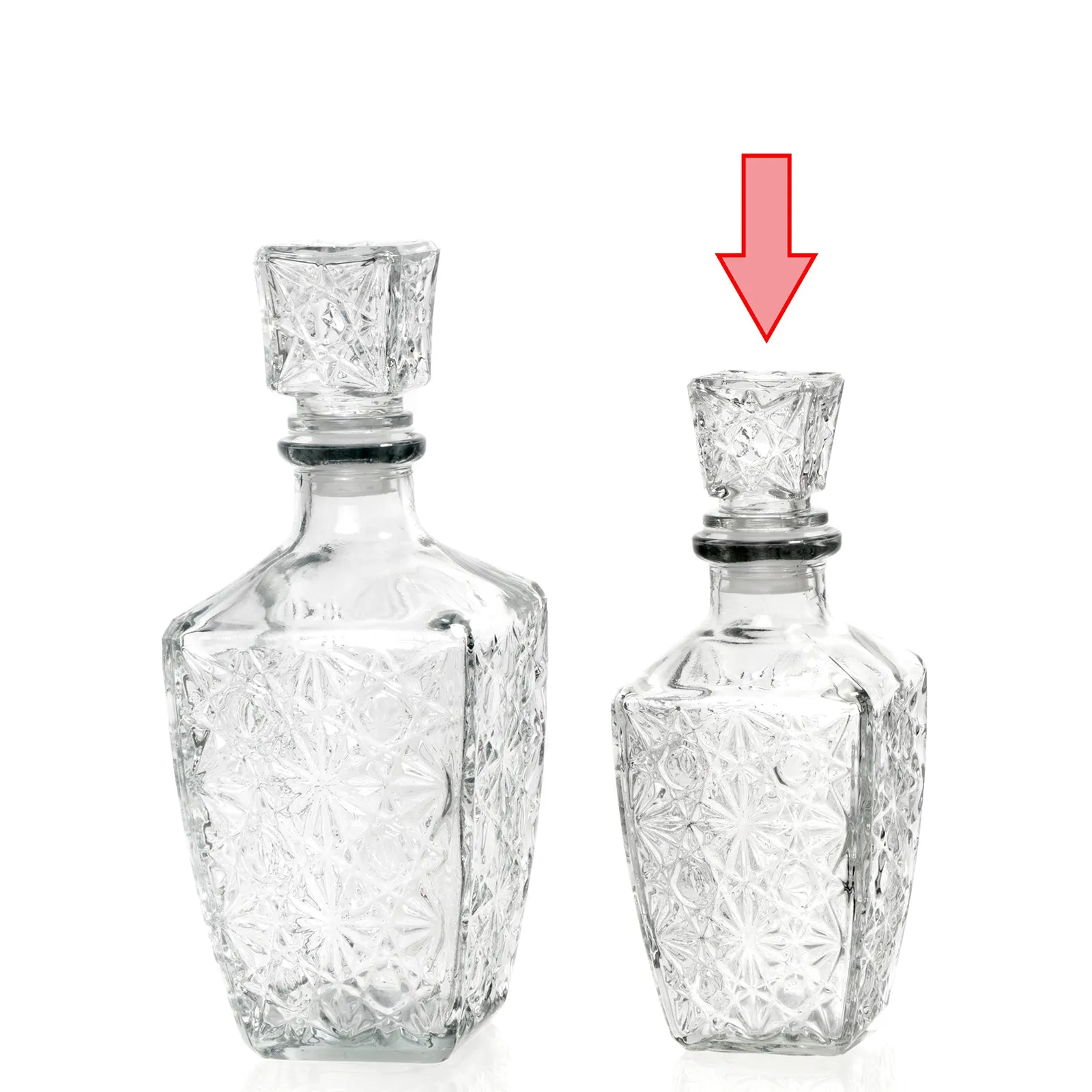 Traditional Crystal Clear Glass Decanter with Airtight Stopper, Decorative Bottle Carafe