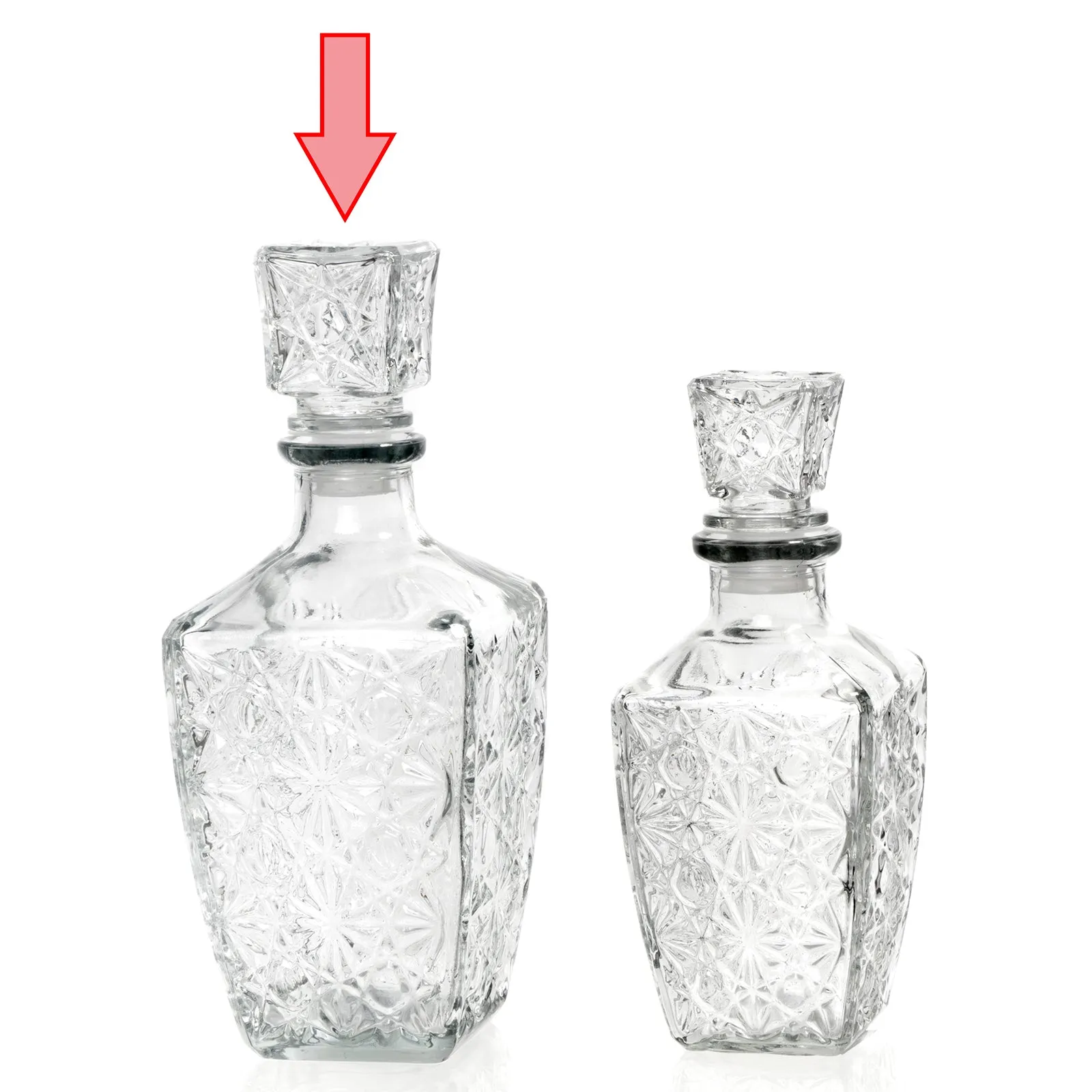 Traditional Crystal Clear Glass Decanter with Airtight Stopper, Decorative Bottle Carafe