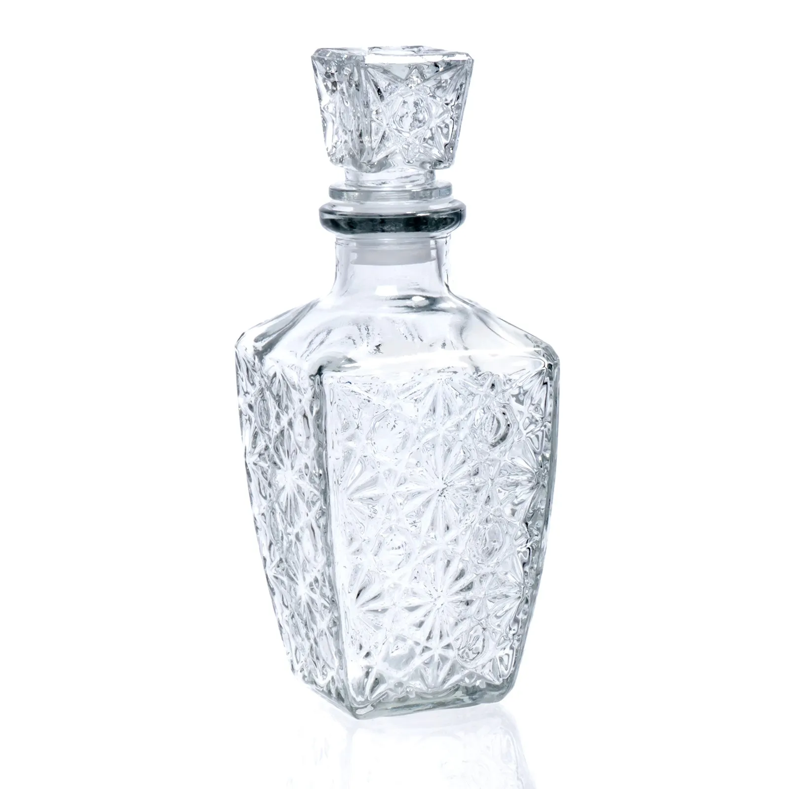 Traditional Crystal Clear Glass Decanter with Airtight Stopper, Decorative Bottle Carafe