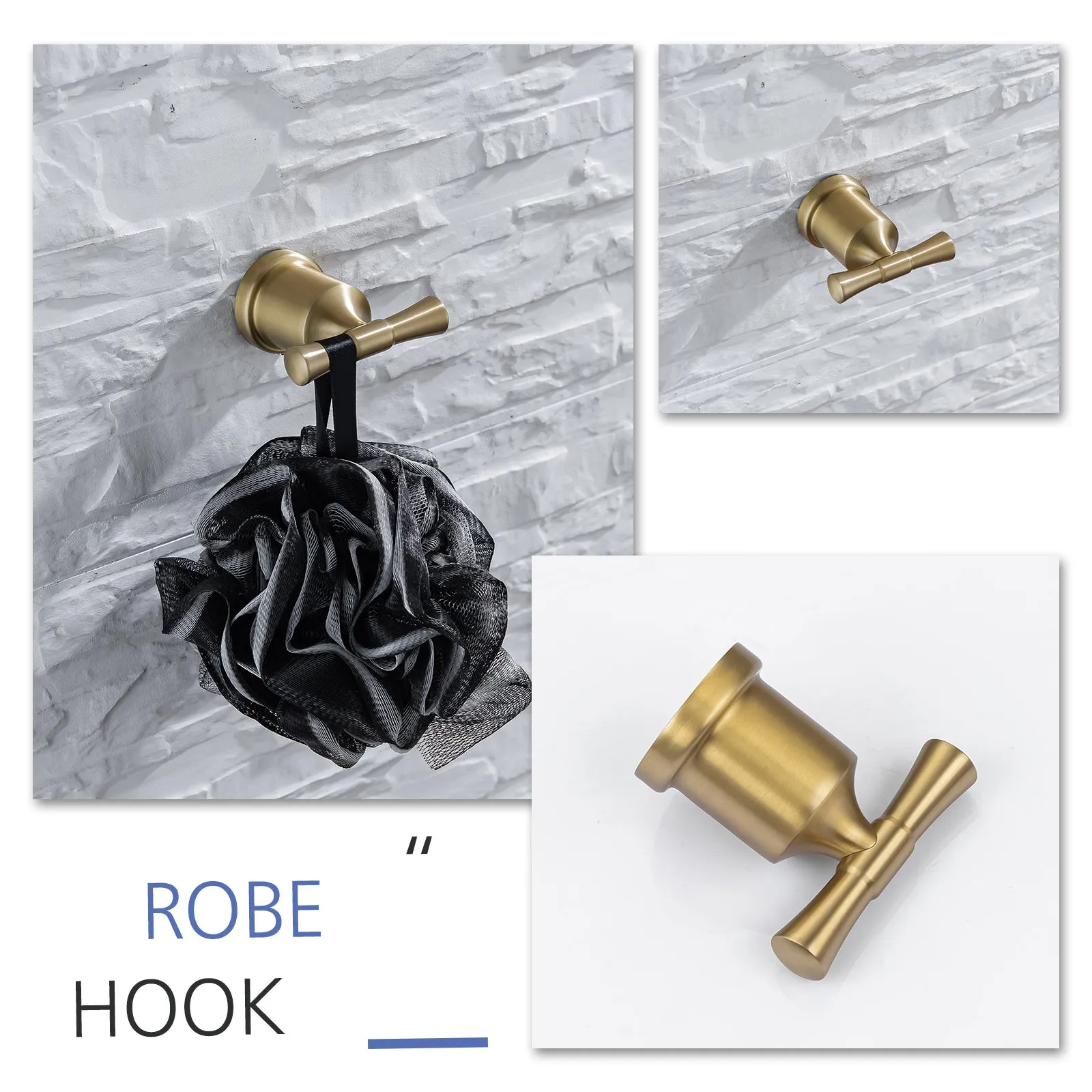 Wall Mounted 4-Piece Brushed Gold Bathroom Hardware Set RB0859