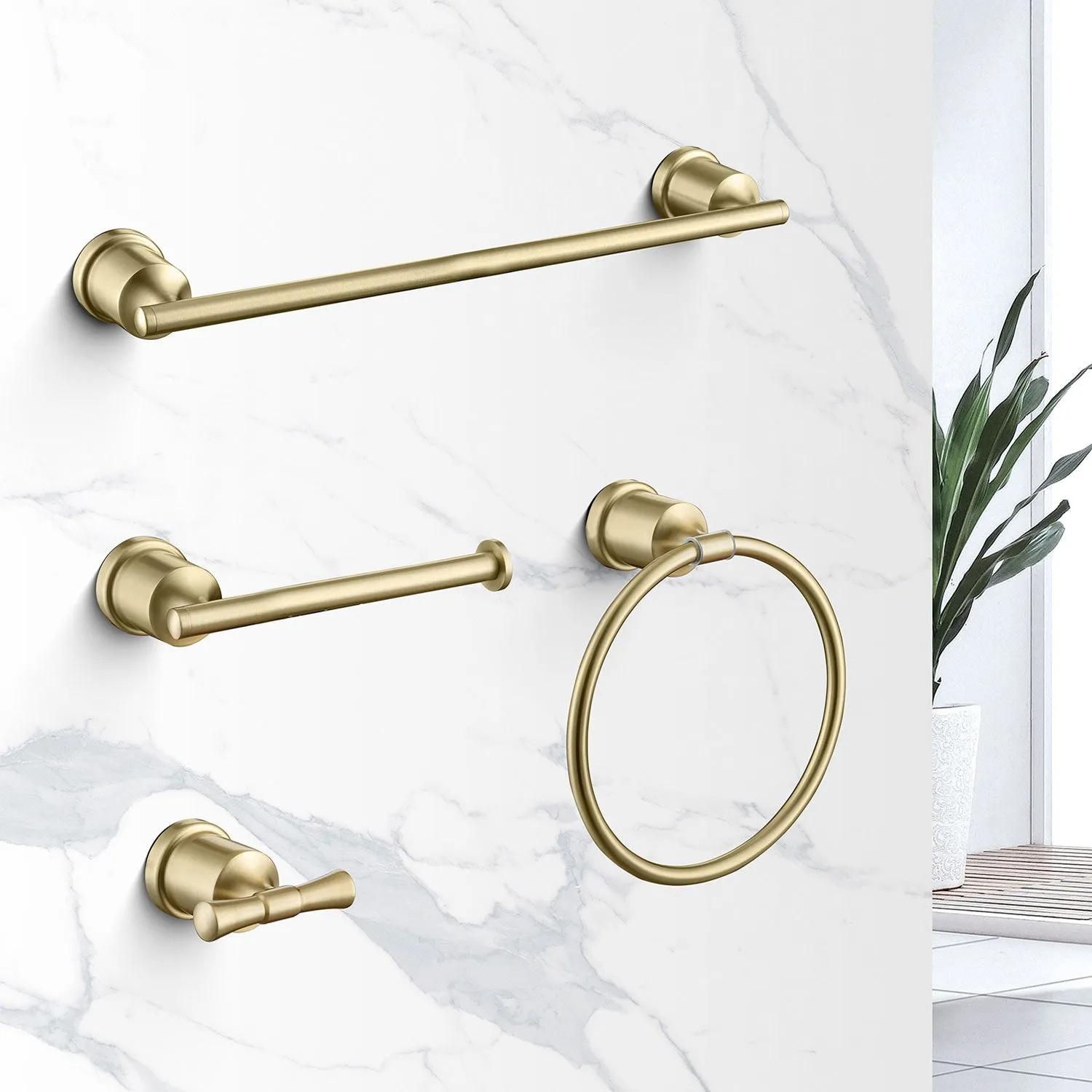 Wall Mounted 4-Piece Brushed Gold Bathroom Hardware Set RB0859