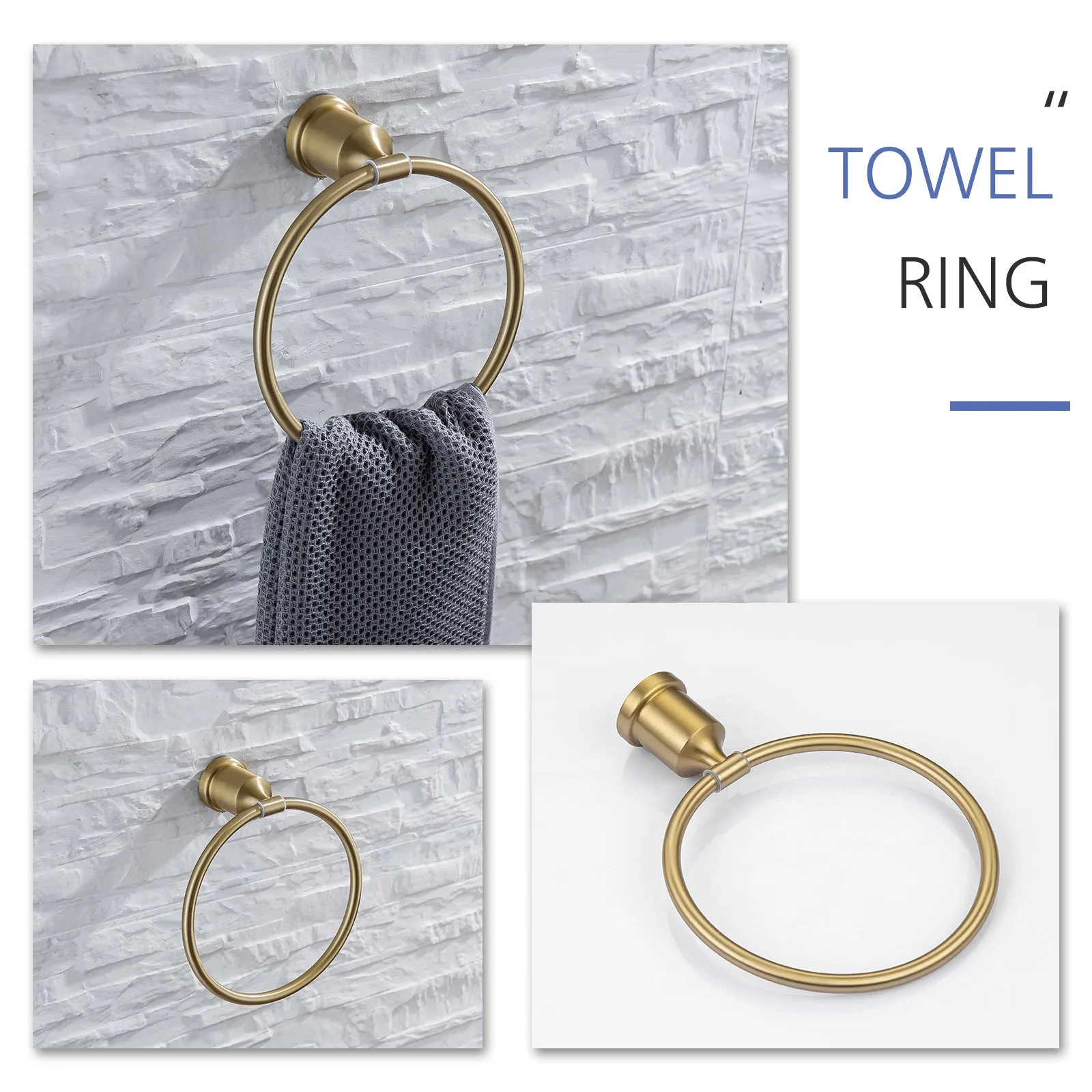 Wall Mounted 4-Piece Brushed Gold Bathroom Hardware Set RB0859