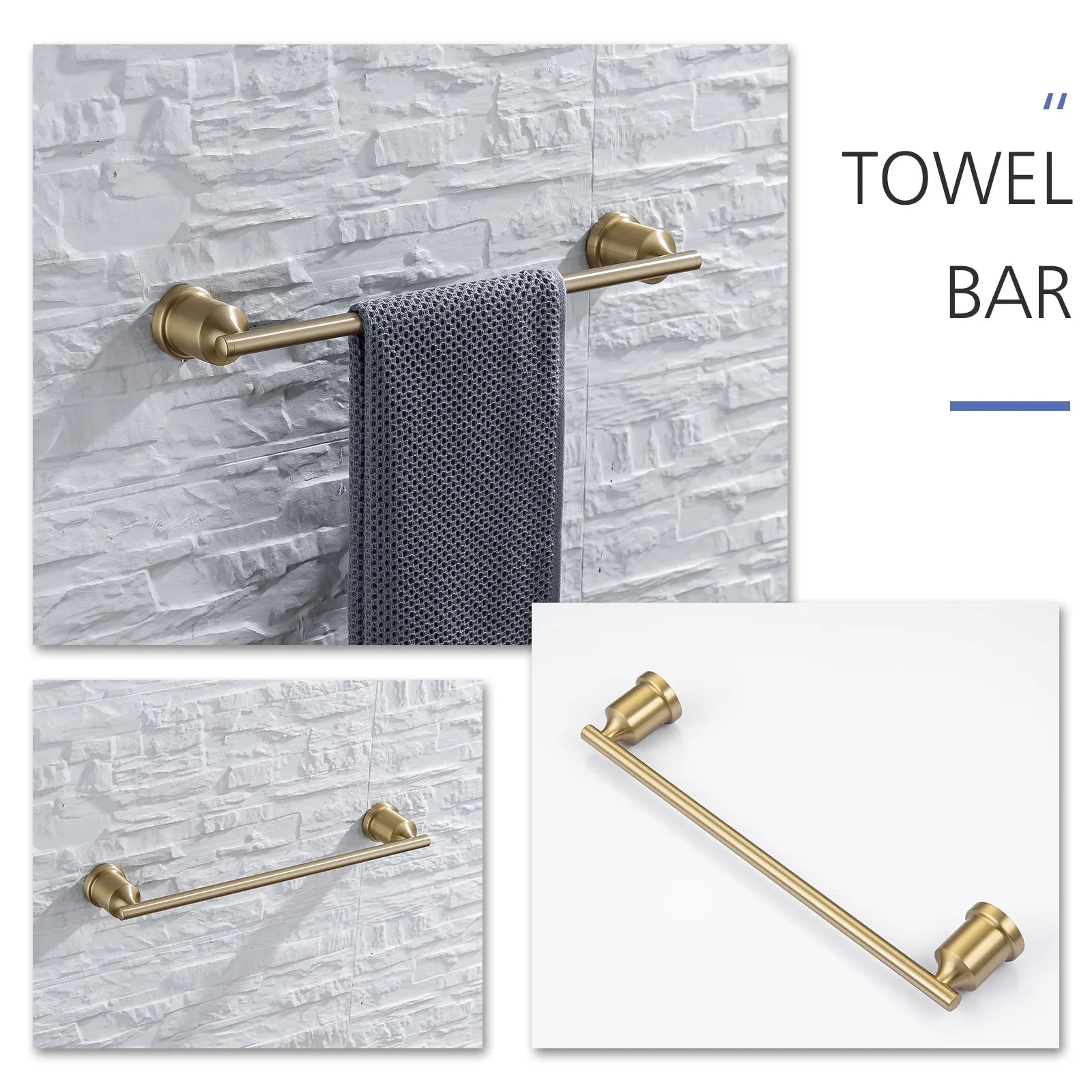 Wall Mounted 4-Piece Brushed Gold Bathroom Hardware Set RB0859