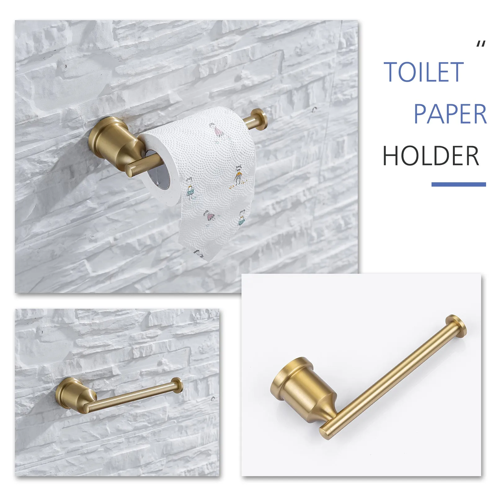Wall Mounted 4-Piece Brushed Gold Bathroom Hardware Set RB0859
